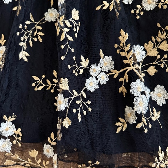 EXPRESS Black Floral Mini Dress Size 0 Tulle - Picture 7 of 15